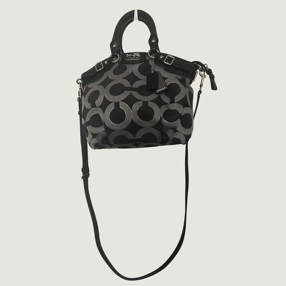 Coach Handbags - Coach Madison Optic Art Maggie Black Silver Jacquard Satchel Bag 18604